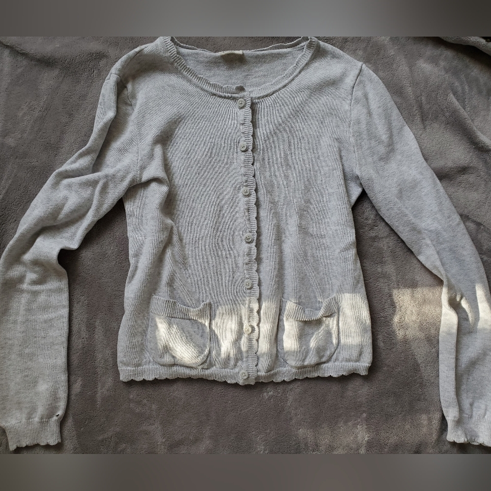 John Galt Cotton Scalloped Cardigan